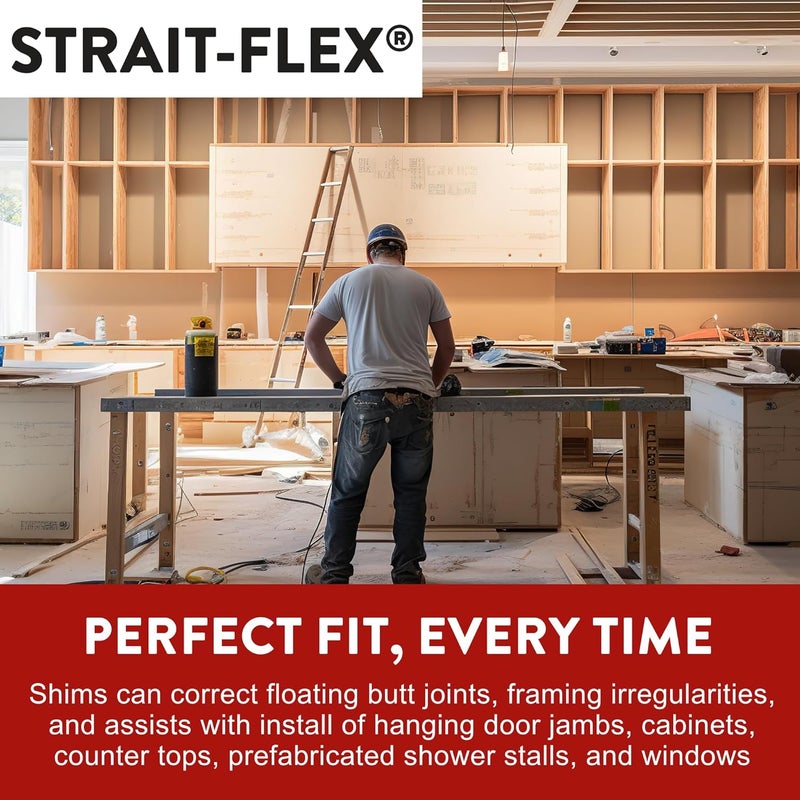 Strait Flex Strait-Flex Drywall Shims for Leveling – Fix Framing Irregularities, Butt Joints, Door Jambs and More – Easy-Dispense Compressed Cardboard Strips - 100 pcs 1-1/2” x 45” x 1/16” - Image 5